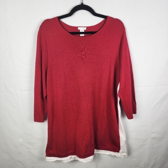 J Jill Linen and Cotton Blend Panel Tunic Sweater Size Large - Picture 1 of 6